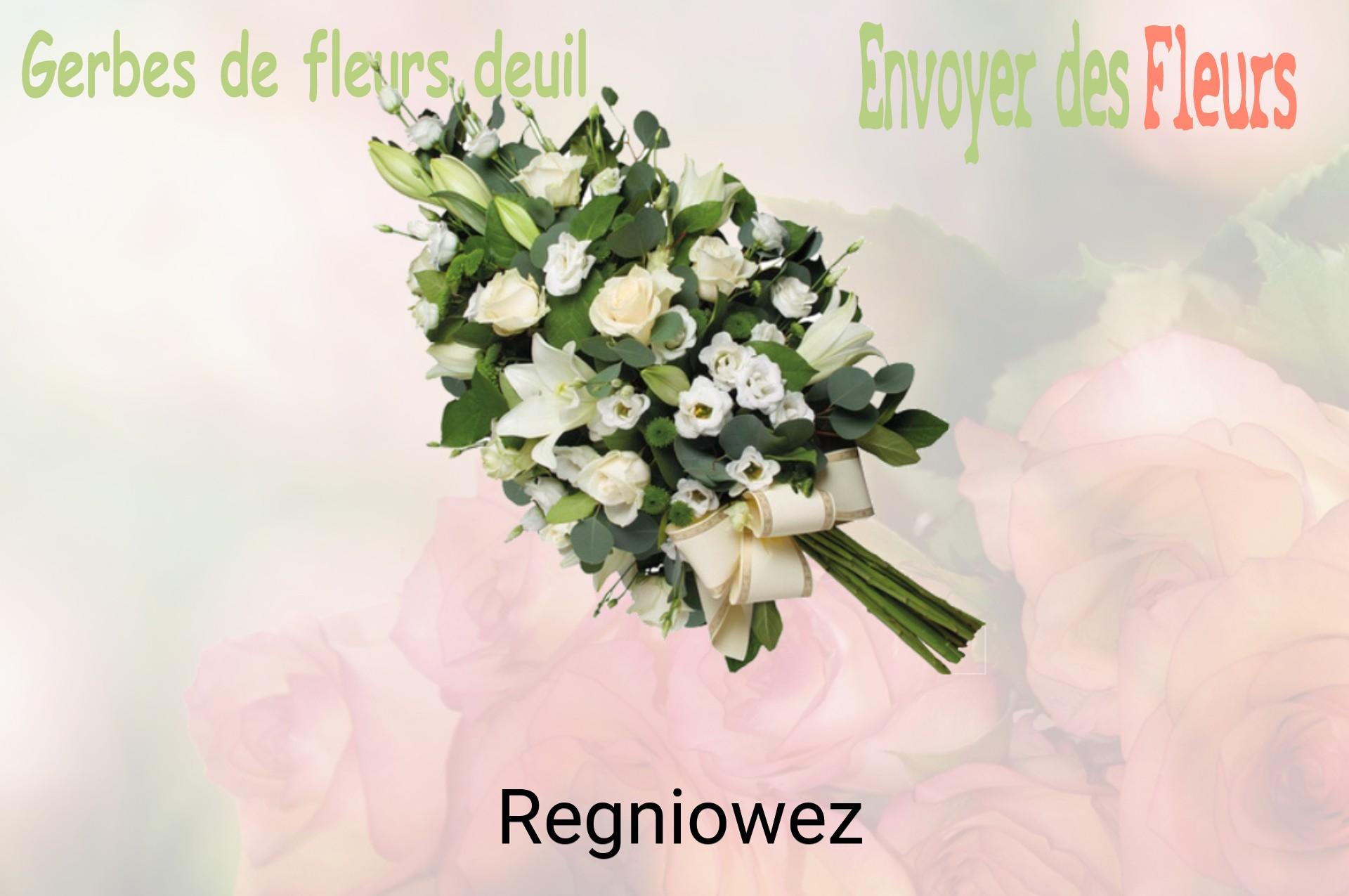 Gerbe de fleurs de deuil livrée à Regniowez